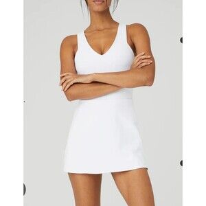 NWT ALO Yoga Airbrush Real Sports Dress Tennis Dress White Sz Large Crossback